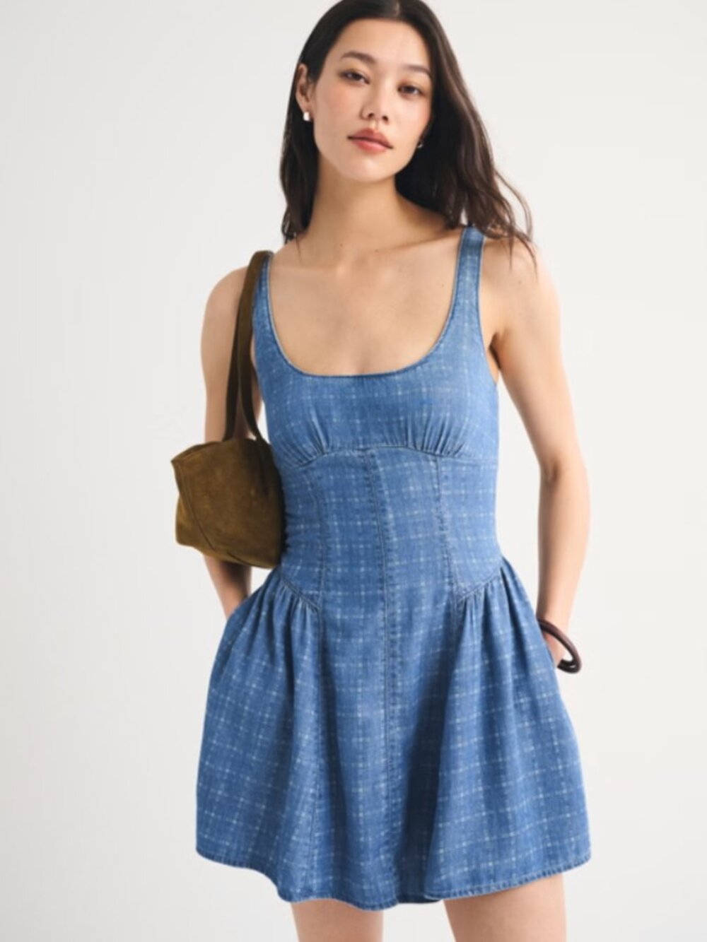 A&F Bra-Free Dylan Chambray Mini Dress XS